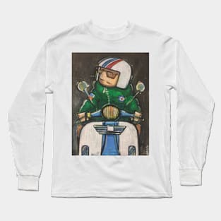 Retro Scooter, Classic Scooter, Scooterist, Scootering, Scooter Rider, Mod Art Long Sleeve T-Shirt